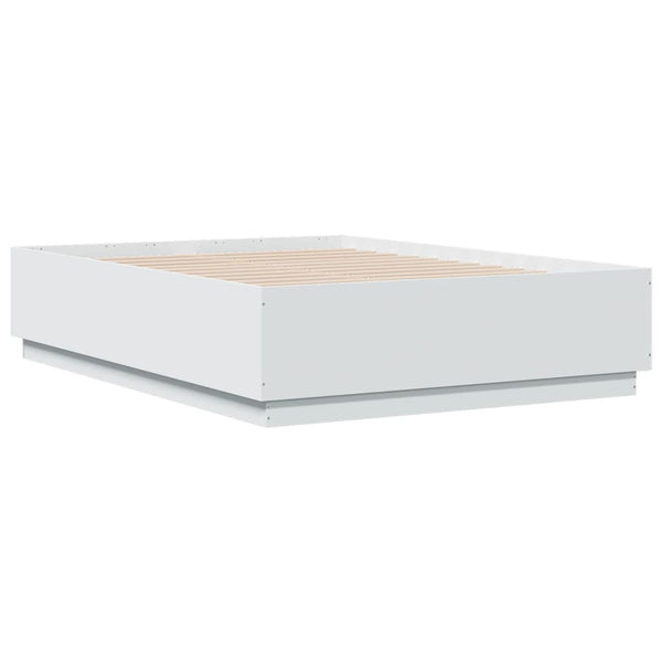 vidaXL LED Bed Frame White 135x190 cm Engineered Wood