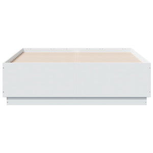 vidaXL LED Bed Frame White 135x190 cm Engineered Wood