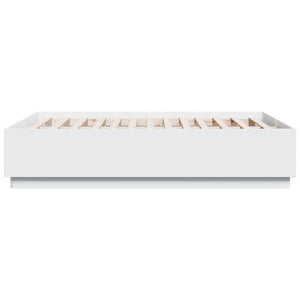 vidaXL LED Bed Frame White 135x190 cm Engineered Wood