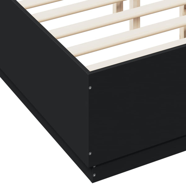 vidaXL LED Bed Frame Black 135x190 cm Engineered Wood