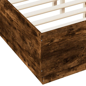 vidaXL LED Bed Frame Smoked Oak 135x190cm Engineered Wood