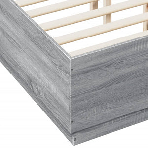 vidaXL LED Bed Frame Gray Sonoma 135x190 cm Engineered Wood