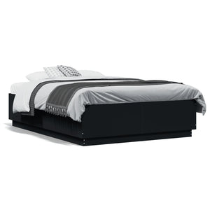 vidaXL Bed Frame with LED Black 120x190 cm Engineered Wood