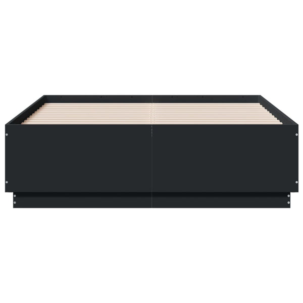 vidaXL Bed Frame with LED Black 120x190 cm Engineered Wood