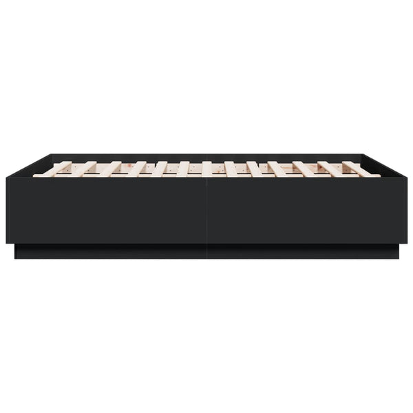 vidaXL Bed Frame with LED Black 120x190 cm Engineered Wood