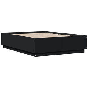 vidaXL Bed Frame with LED Black 120x190 cm Engineered Wood