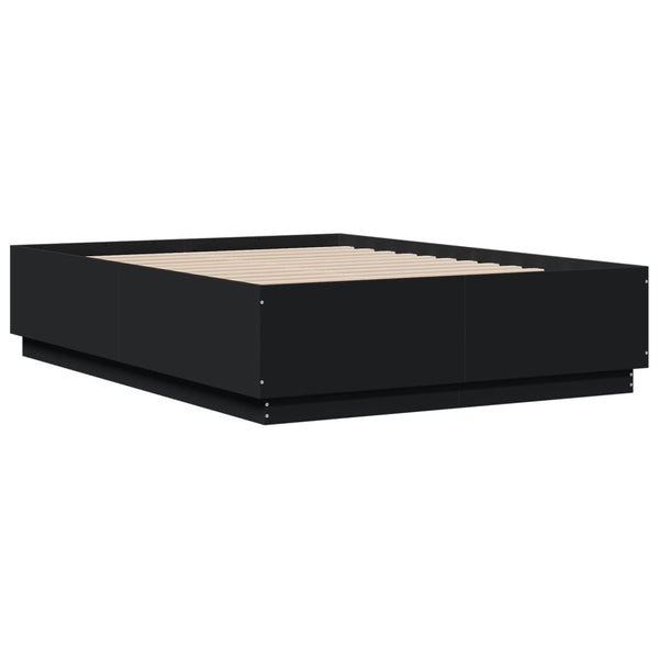 vidaXL Bed Frame with LED Black 120x190 cm Engineered Wood