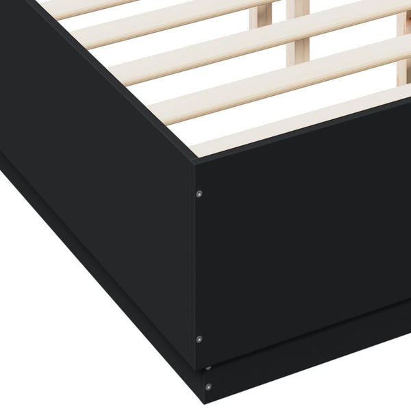 vidaXL Bed Frame with LED Black 120x190 cm Engineered Wood