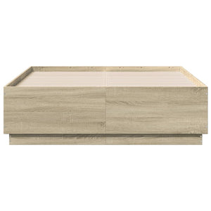 vidaXL LED Bed Frame Sonoma Oak 120x190 cm Engineered Wood