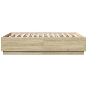 vidaXL LED Bed Frame Sonoma Oak 120x190 cm Engineered Wood