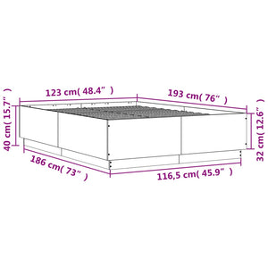 vidaXL Bed Frame with LED Smoked Oak 120x190 cm Engineered Wood