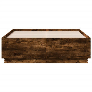 vidaXL Bed Frame with LED Smoked Oak 120x190 cm Engineered Wood