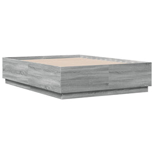 vidaXL LED Bed Frame Gray Sonoma 120x190 cm Engineered Wood