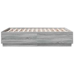 vidaXL LED Bed Frame Gray Sonoma 120x190 cm Engineered Wood