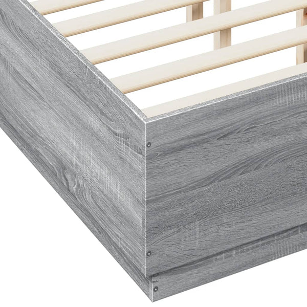 vidaXL LED Bed Frame Gray Sonoma 120x190 cm Engineered Wood
