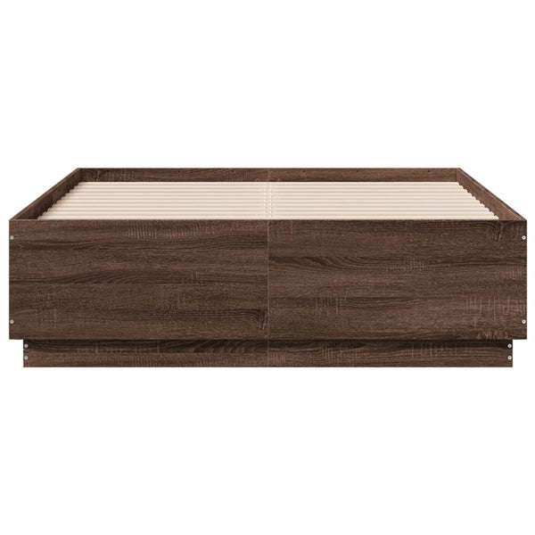 vidaXL LED Bed Frame Brown Oak-Effect 120x190 cm Engineered Wood