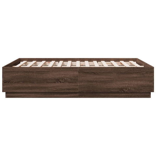 vidaXL LED Bed Frame Brown Oak-Effect 120x190 cm Engineered Wood