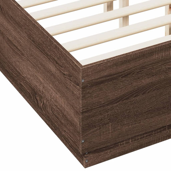 vidaXL LED Bed Frame Brown Oak-Effect 120x190 cm Engineered Wood