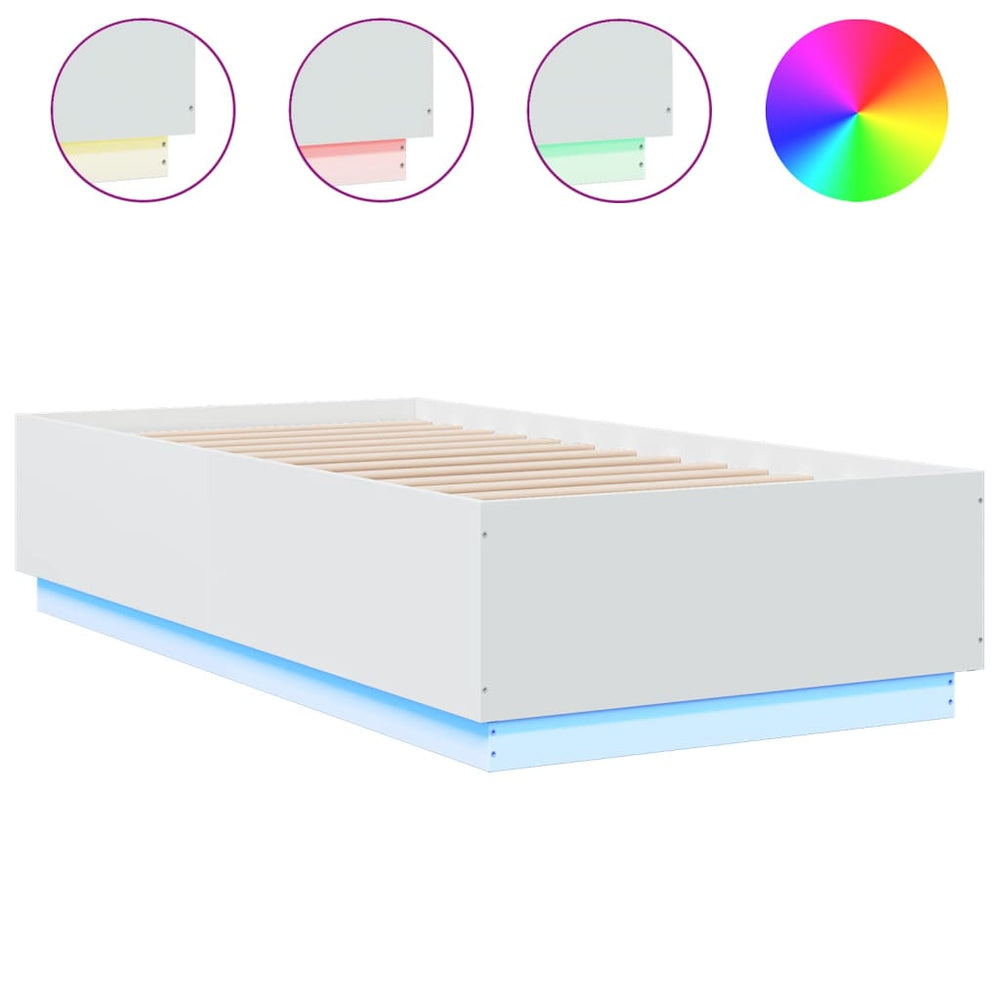 Bettgestell mit LED Weiß 90x190 cm
