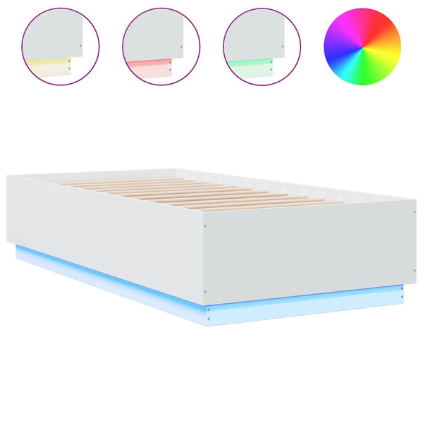 Bettgestell mit LED Weiß 90x190 cm