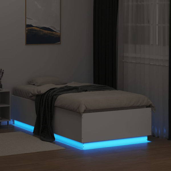 Bettgestell mit LED Weiß 90x190 cm