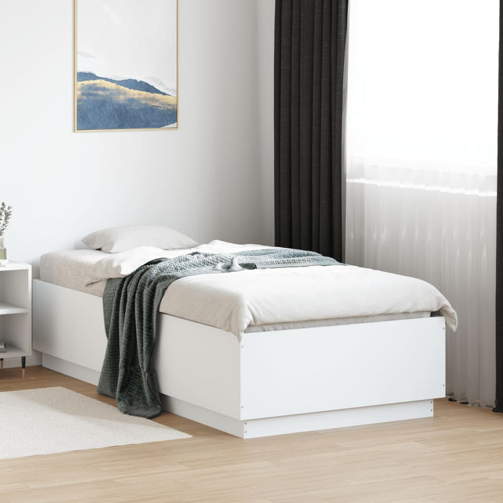 Bettgestell mit LED Weiß 90x190 cm