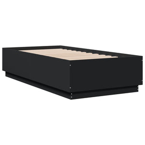 Bettgestell mit LED Schwarz 90x190 cm
