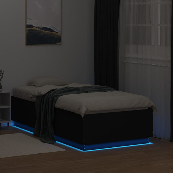 Bettgestell mit LED Schwarz 90x190 cm