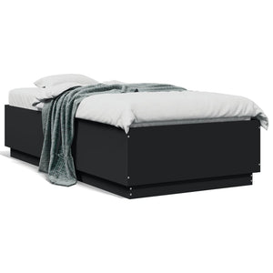 Bettgestell mit LED Schwarz 90x190 cm