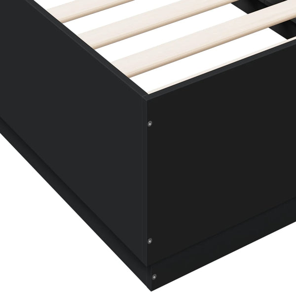 Bettgestell mit LED Schwarz 90x190 cm
