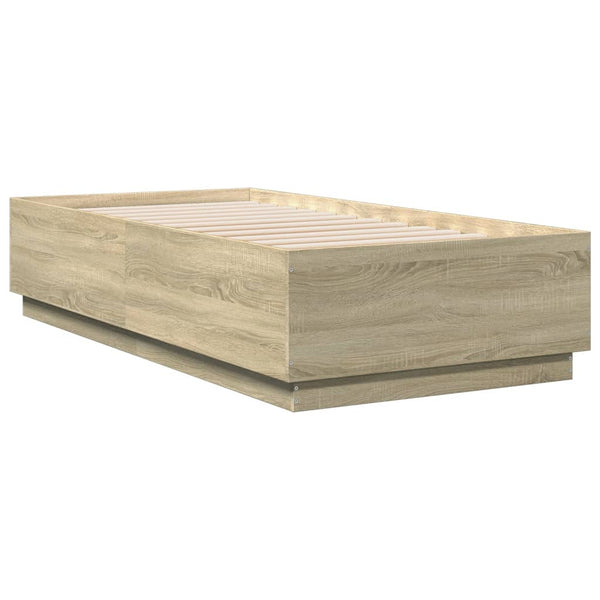 Bettgestell mit LED Sonoma-Eiche 90x190 cm