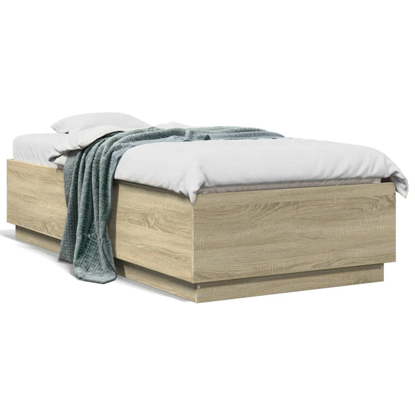 Bettgestell mit LED Sonoma-Eiche 90x190 cm