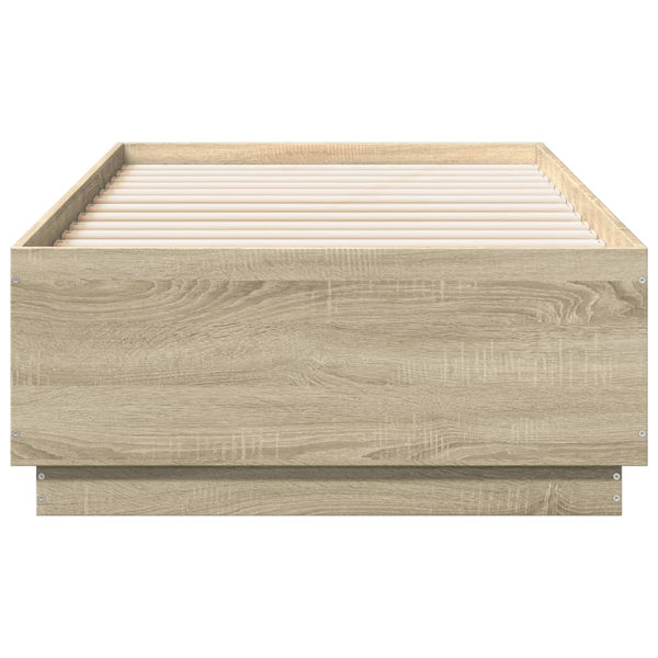 Bettgestell mit LED Sonoma-Eiche 90x190 cm