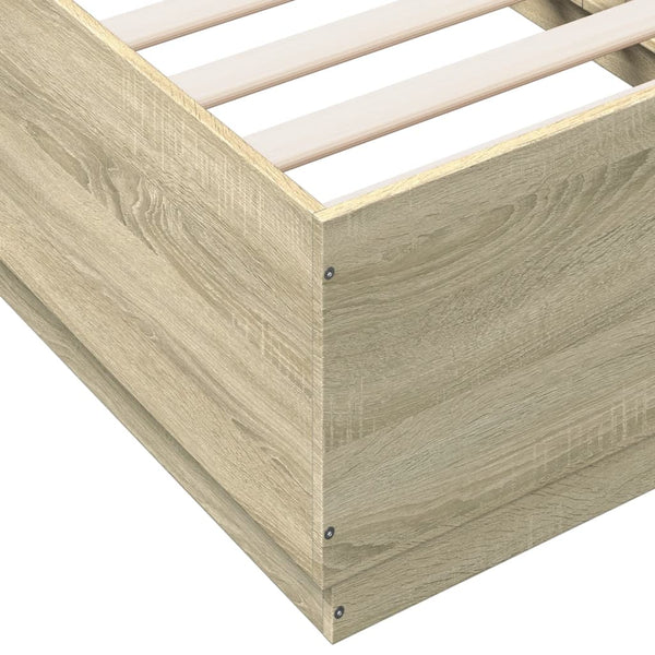 Bettgestell mit LED Sonoma-Eiche 90x190 cm