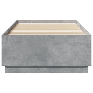 Bettgestell mit LED Betongrau 90x190 cm