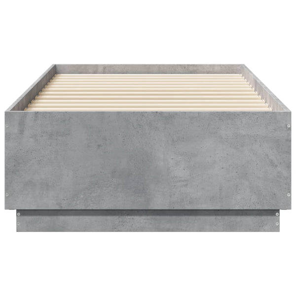 Bettgestell mit LED Betongrau 90x190 cm