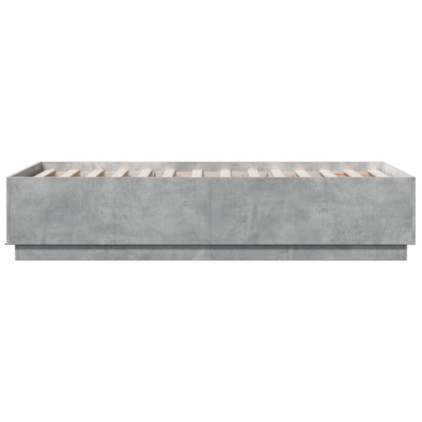 Bettgestell mit LED Betongrau 90x190 cm