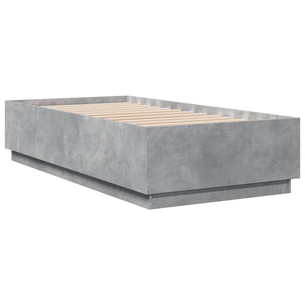Bettgestell mit LED Betongrau 90x190 cm