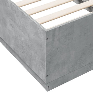 Bettgestell mit LED Betongrau 90x190 cm