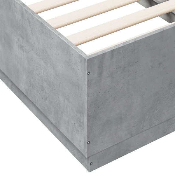 Bettgestell mit LED Betongrau 90x190 cm
