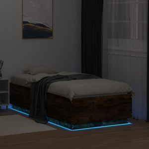 Bettgestell Räuchereiche mit LED 90x190 cm