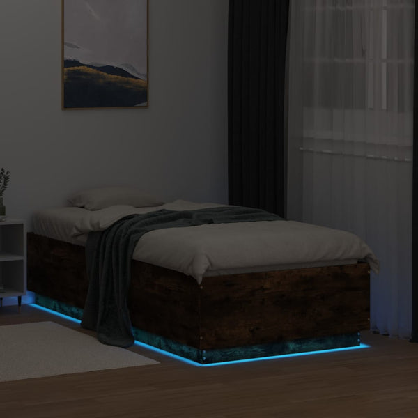 Bettgestell Räuchereiche mit LED 90x190 cm