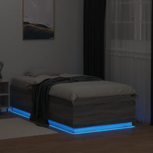Bettgestell mit LED Grau 90x190 cm