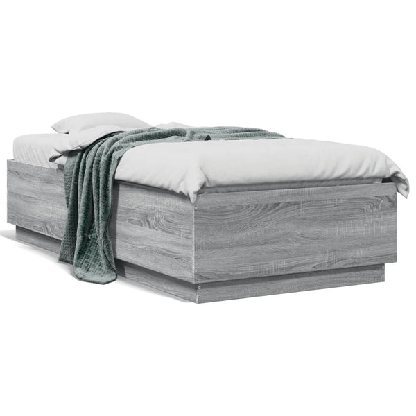 Bettgestell mit LED Grau 90x190 cm
