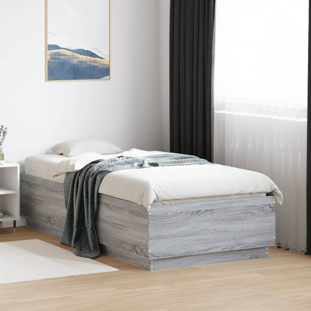 Bettgestell mit LED Grau 90x190 cm