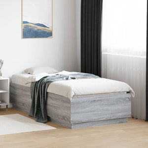Bettgestell mit LED Grau 90x190 cm
