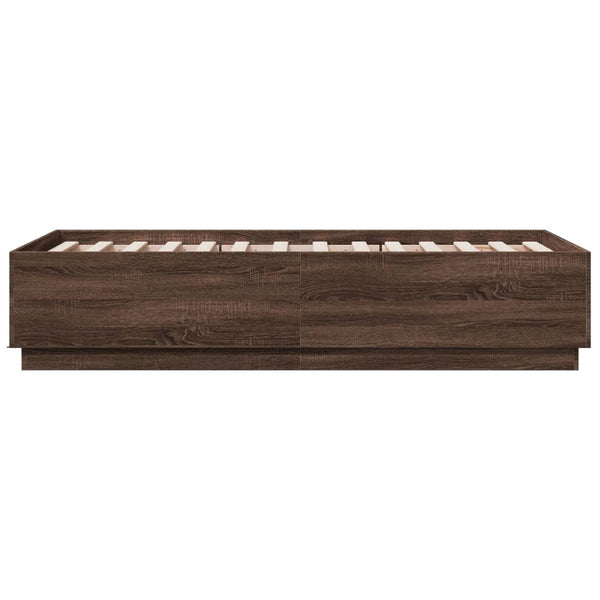 Bettgestell mit LED 90x190 Braun Eiche