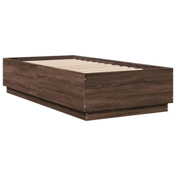 Bettgestell mit LED 90x190 Braun Eiche