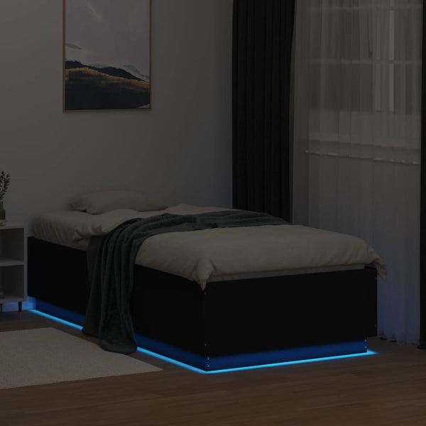 Bettgestell mit LED Schwarz 75x190 cm