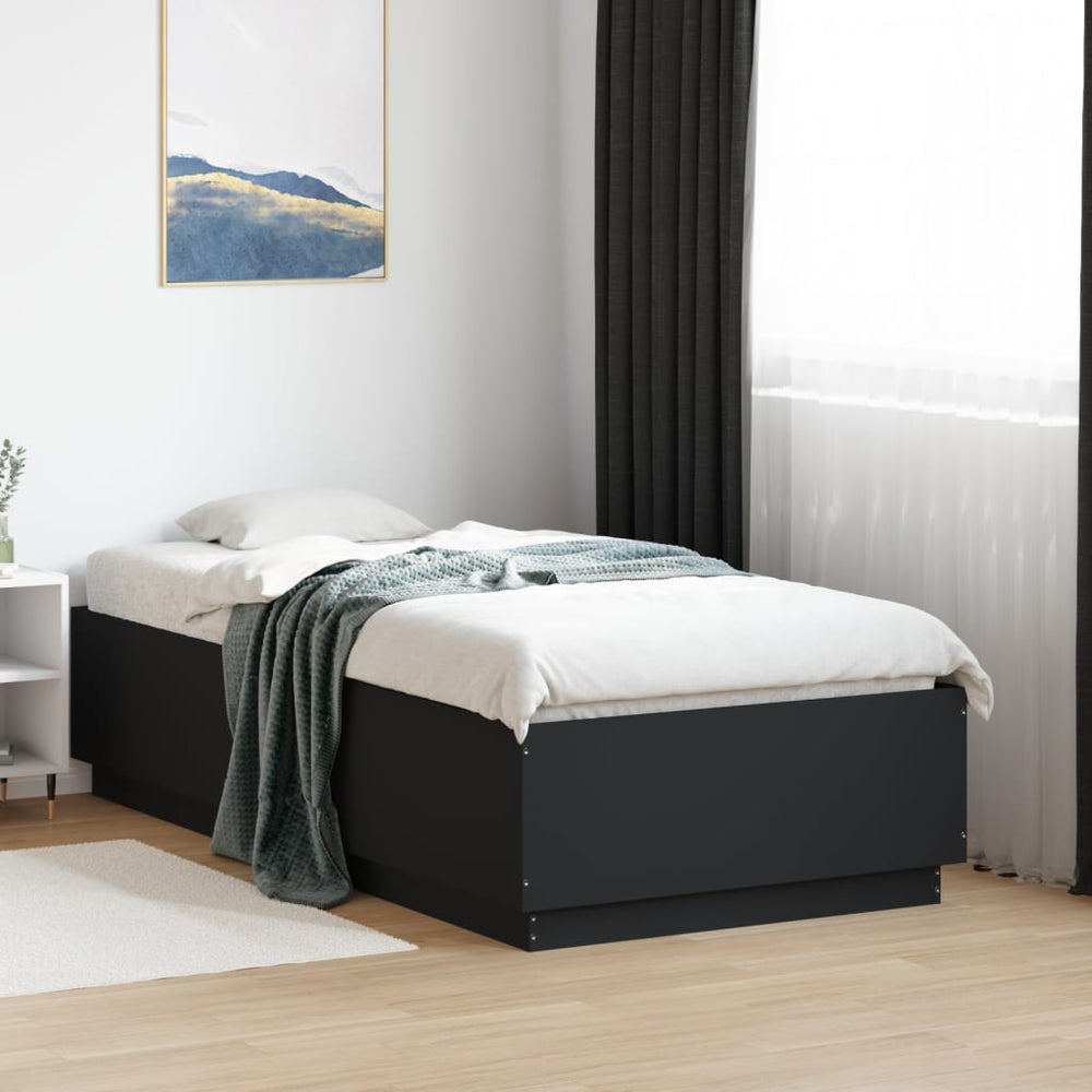 Bettgestell mit LED Schwarz 75x190 cm